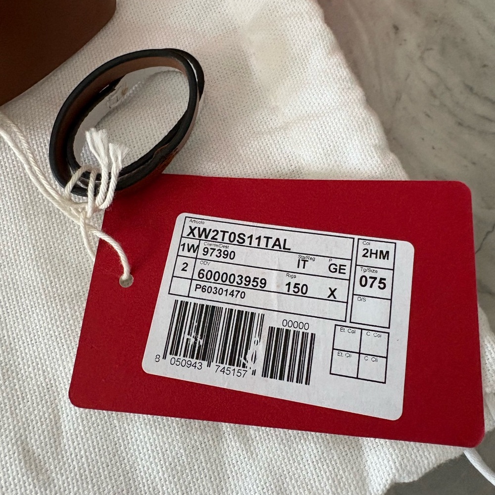 Valentino Tan/white Leather Belt with Gold hammered Logo Buckle - Picture 5 of 11